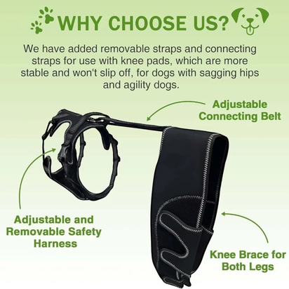 Knee Brace Harness for Dogs, 360° Wrapping Stabilizes the Hind Leg Joints, Dog Knee Brace, Adjustable Support Non-Slip Joint Braces for Back Leg, Protect the Dog'S Hind Legs