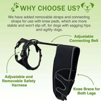 Knee Brace Harness for Dogs, 360° Wrapping Stabilizes the Hind Leg Joints, Dog Knee Brace, Adjustable Support Non-Slip Joint Braces for Back Leg, Protect the Dog'S Hind Legs