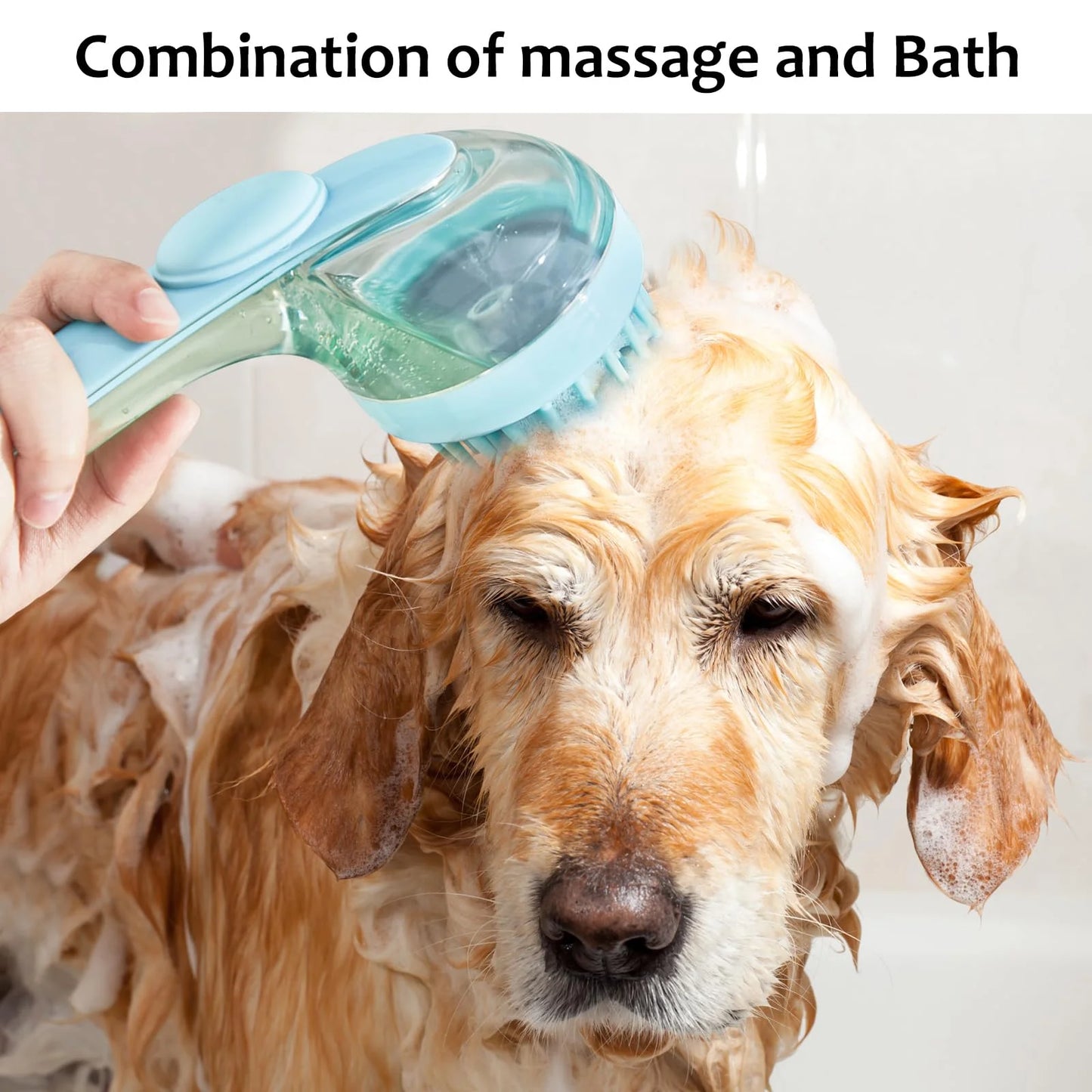 Pet Grooming Bath Massage Brush with Soap and Shampoo Dispenser