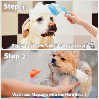 Pet Grooming Bath Massage Brush with Soap and Shampoo Dispenser