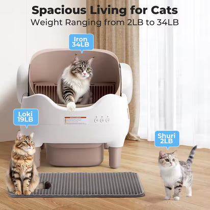 Advanced Smart Litter Box Pro Self-Cleaning, Odor-Control System, APP Monitoring